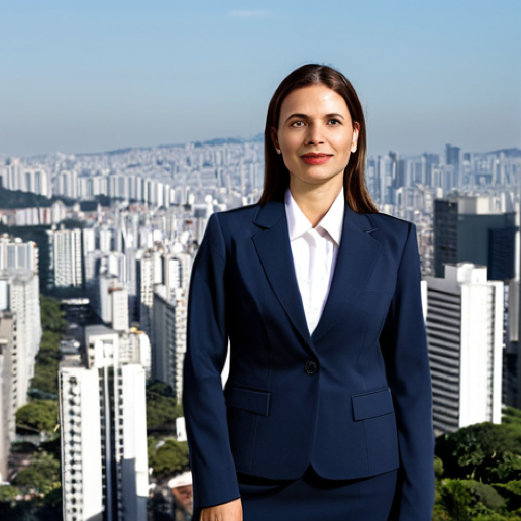 소셜 미디어 광고 효과 측정 방법 - **Professional businesswoman in Sao Paulo:** A professional businesswoman in a modest business suit,...