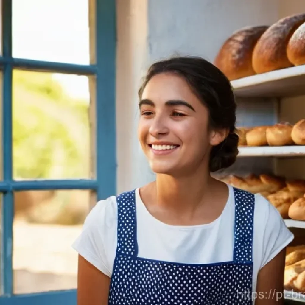 고객 감정을 고려한 브랜딩 전략 - **Prompt:** A heartwarming, photorealistic scene inside a traditional, sun-drenched Portuguese baker...