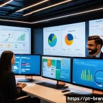 Home 21 브랜딩을 위한 고객 여정 맵 만들기 - A detailed, modern office environment where a diverse marketing team is collaboratively analyzing cu...